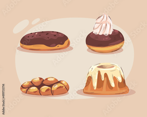 four flat bakery items