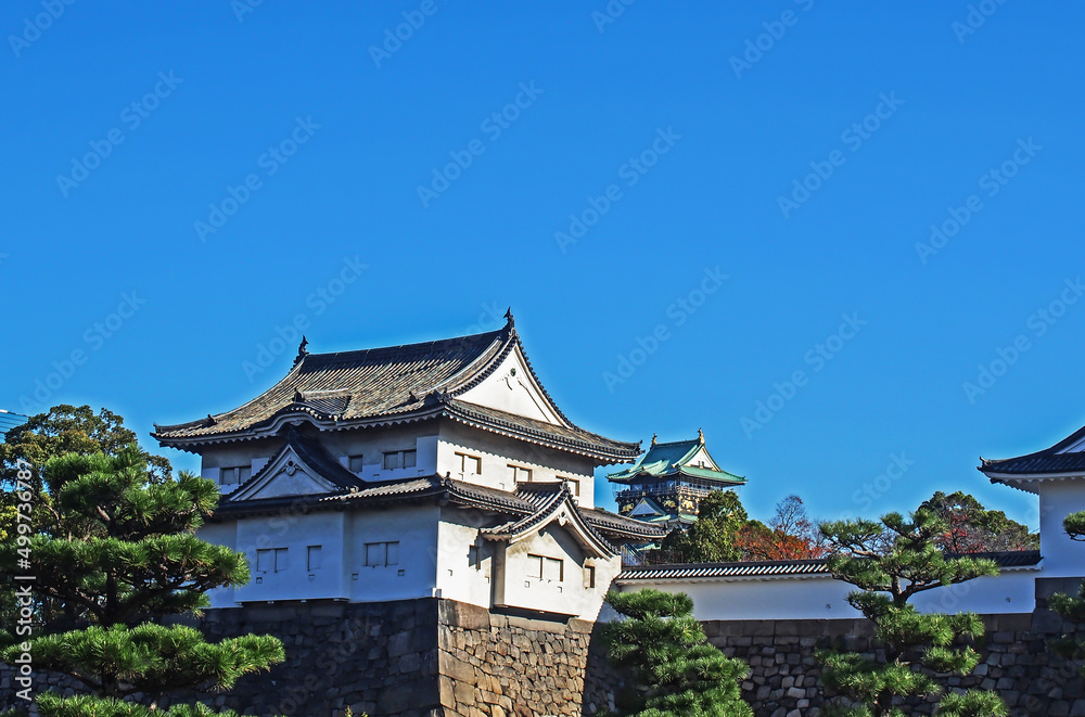 The Himeji Castle on blue sky