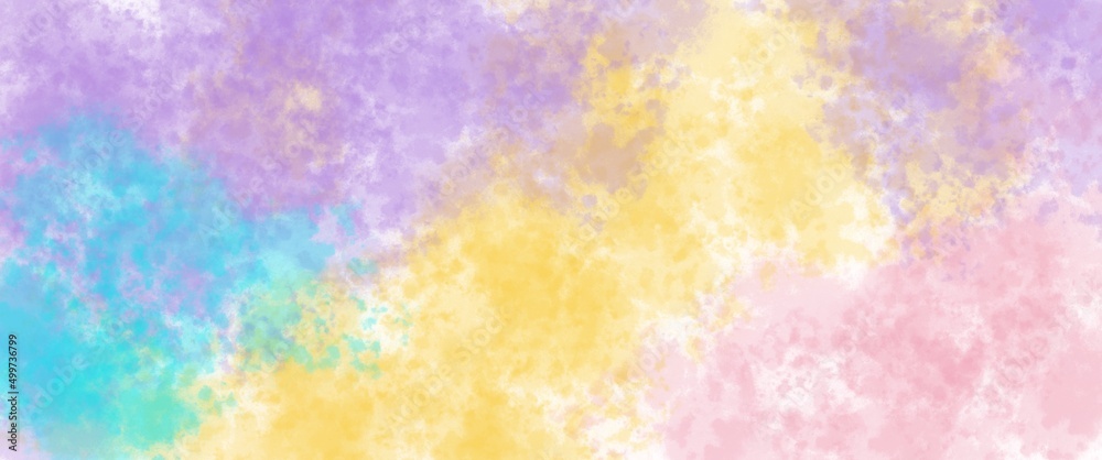 Abstract modern pink yellow blue background. Watercolor background in bright rainbow colors.	