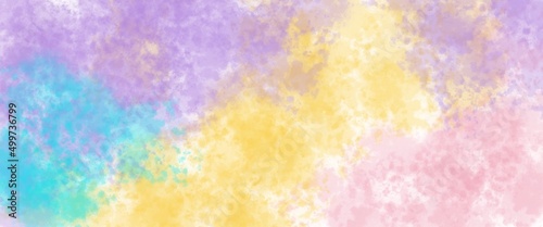 Abstract modern pink yellow blue background. Watercolor background in bright rainbow colors. 