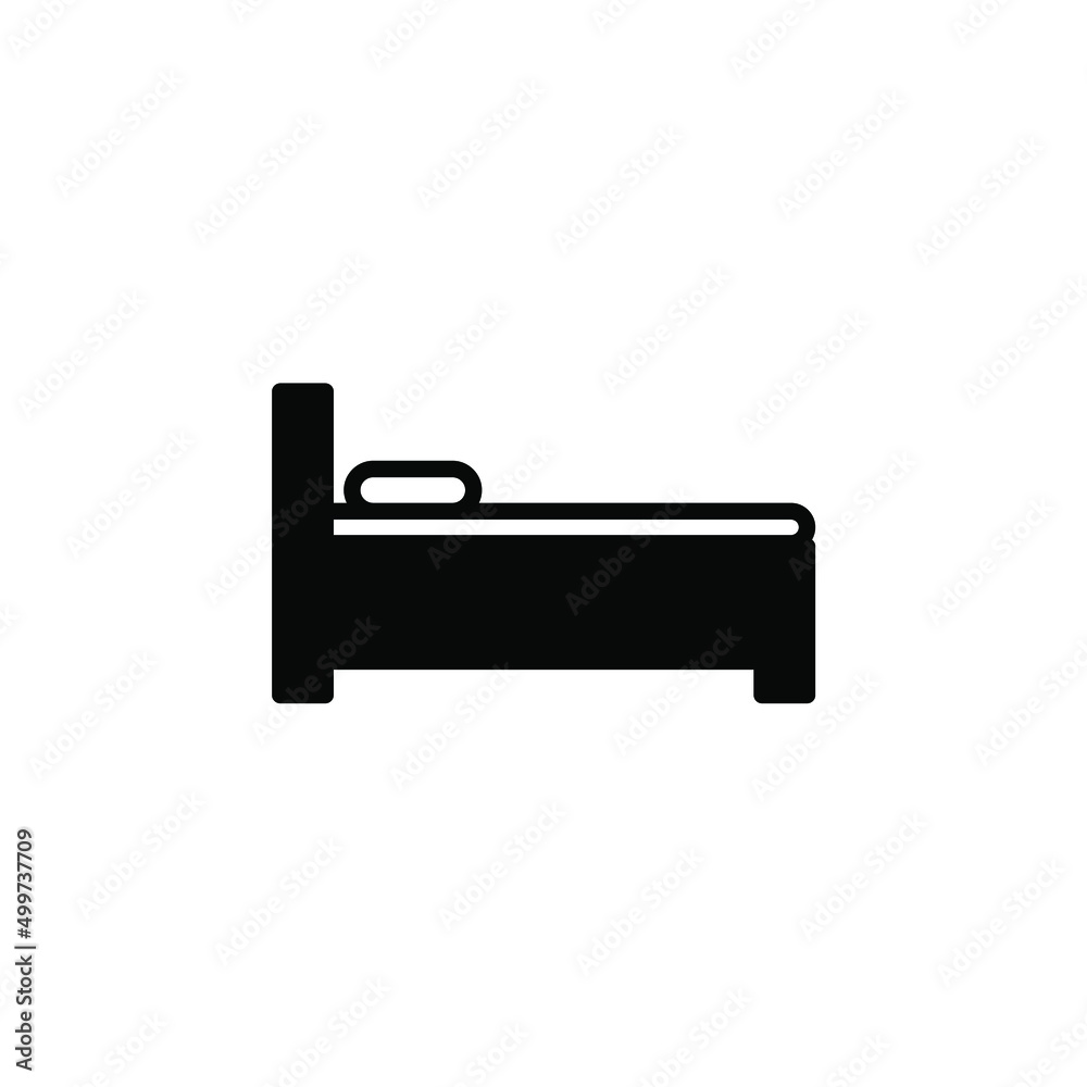 Bed, Bedroom Solid Line Icon Vector Illustration Logo Template. Suitable For Many Purposes. Bed, Bedroom Solid Line Icon Vector Illustration Logo Template. Suitable For Many Purposes.