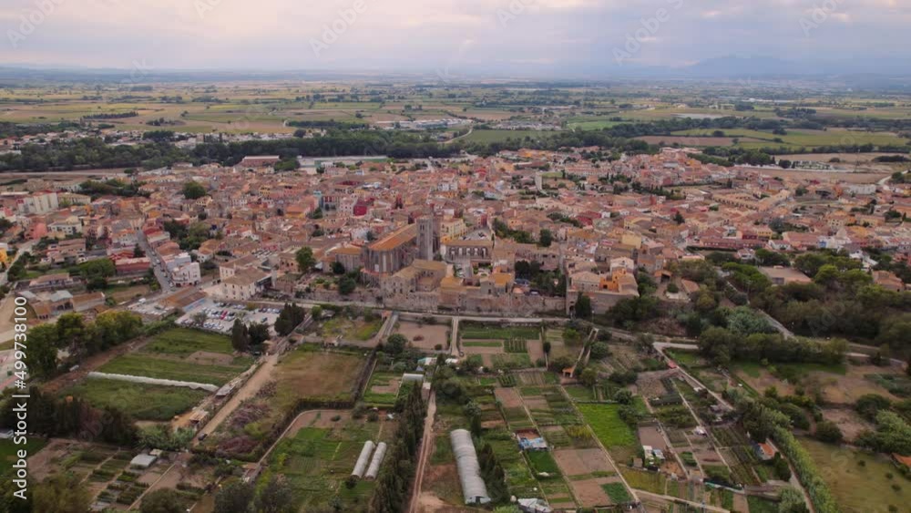 Drone Flight Towards Castello D'Empuries Town Drone Flight Towards Castello D'Empuries Town