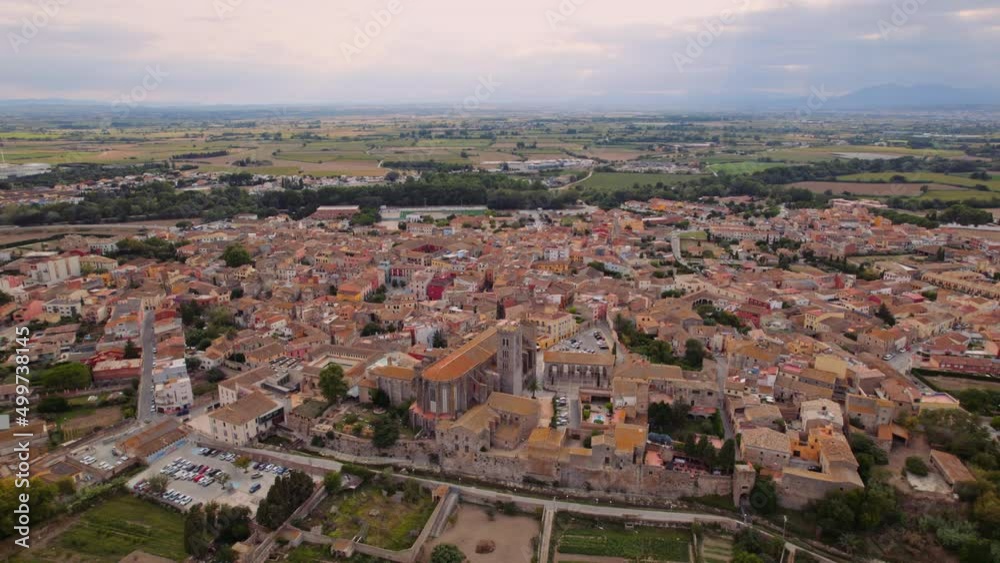 Drone Flight Towards Castello D'Empuries Town Drone Flight Towards Castello D'Empuries Town