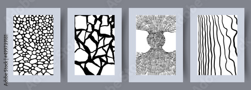 Printable wall art vector poster set. Hand drawn minimalism design for scandinavian interior.