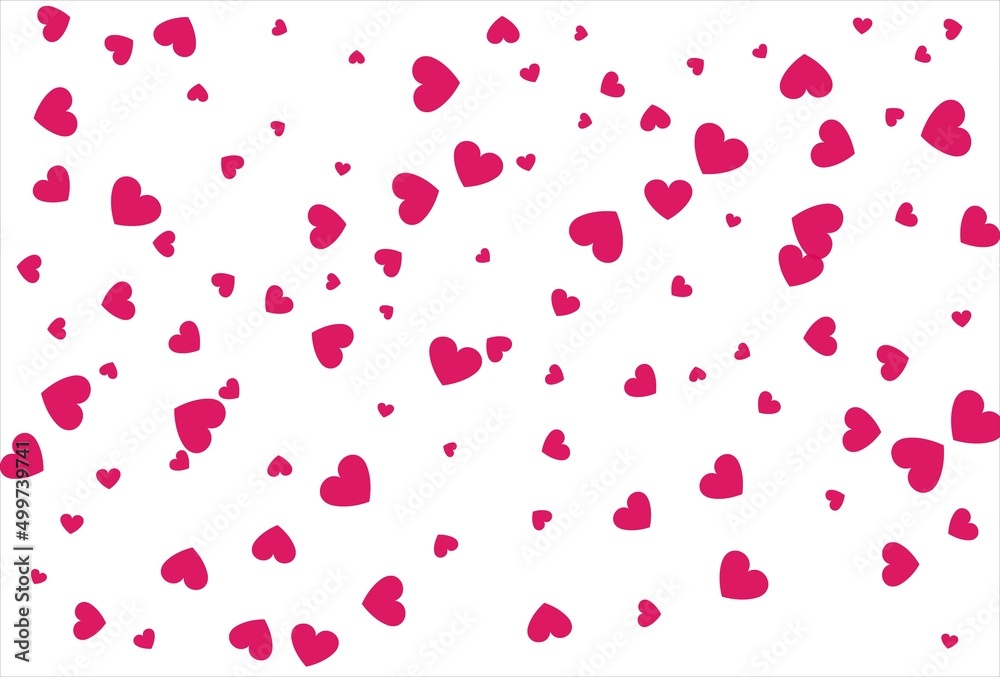 Red heart background. Love confetti background