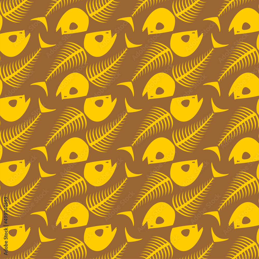 Fish skeleton pattern seamless. Fish skull background. Vector texture