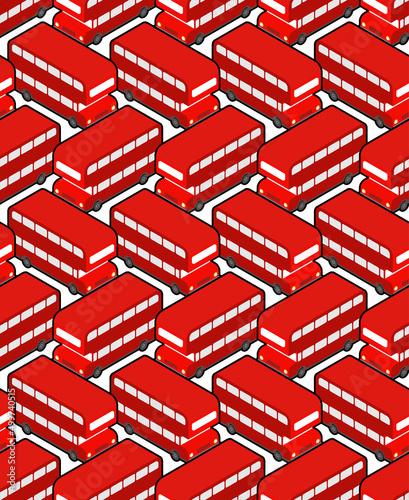 London Red double decker bus pattern seamless. UK Landmark bus background. Vector texture