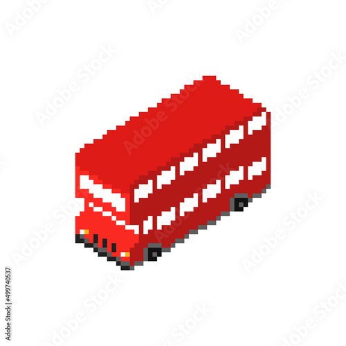 London Red double decker pixel art. pixelated UK Landmark sign. 8 bit Vector illustration