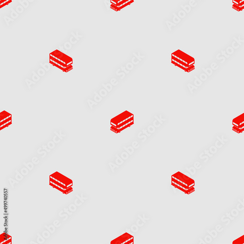 London Red double decker bus pattern seamless. UK Landmark bus background. Vector texture