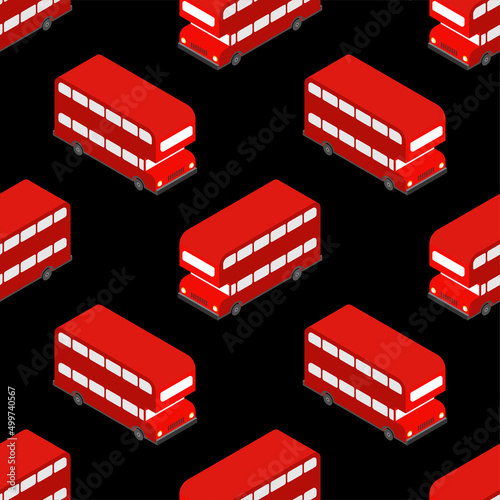 London Red double decker bus pattern seamless. UK Landmark bus background. Vector texture