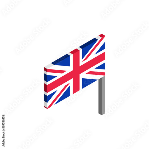UK flag isometric isolated. Great Britain flag icon.