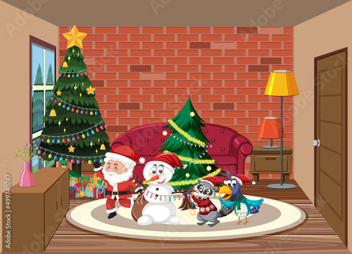 Christmas holidays with snowma and Santa
