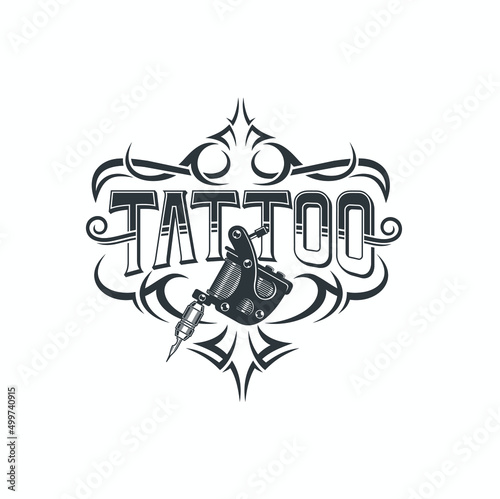 illustration of tattoo machine, icon for tattoo studio.