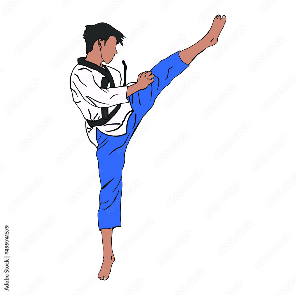 vector illustaration of taekwondo do some technique vector illustaration of taekwondo do some technique