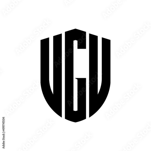 VGU letter logo design. VGU modern letter logo with black background. VGU creative  letter logo. simple and modern letter logo. vector logo modern alphabet font overlap style. Initial letters VGU  photo