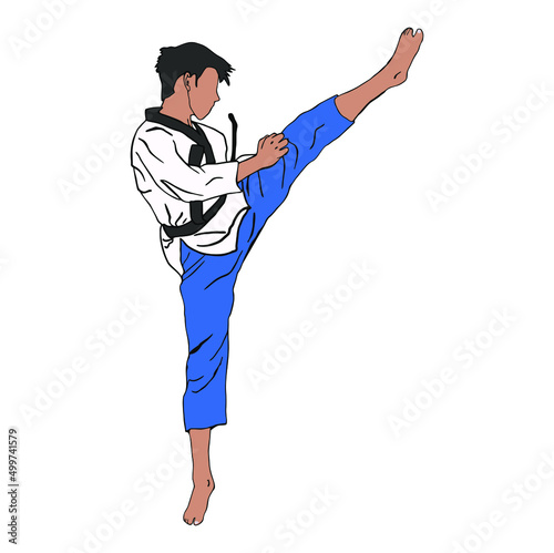 vector illustaration of taekwondo do some technique