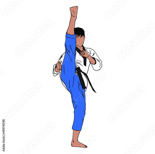 vector illustaration of taekwondo do some technique