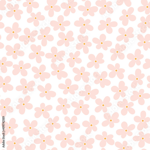 Floral pattern background. Vector tossed seamless repeat design element of pink hand drawn flowers.