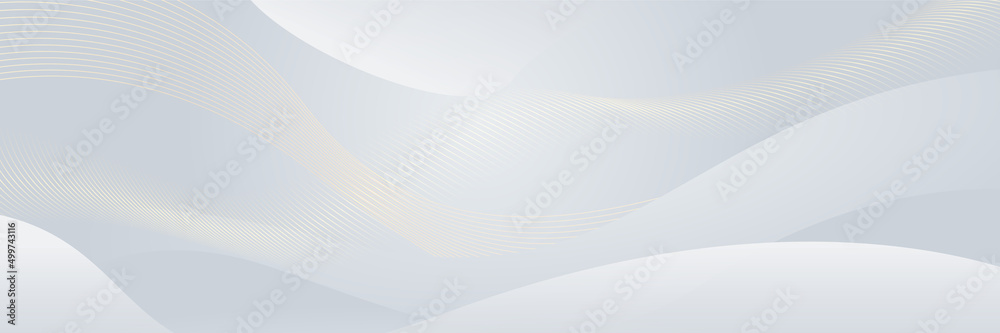 Abstract white grey and gold background poster with dynamic lines waves. Technology network Vector illustration. Modern minimal and clean white gold background with realistic light shape. Abstract white grey and gold background poster with dynamic lines waves. Technology network Vector illustration. Modern minimal and clean white gold background with realistic light shape.