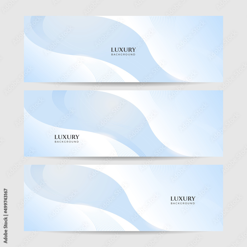 Set of light blue and white gold banner background