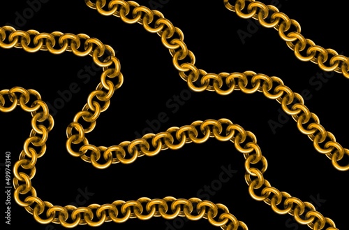 gold chain, pattern on black background