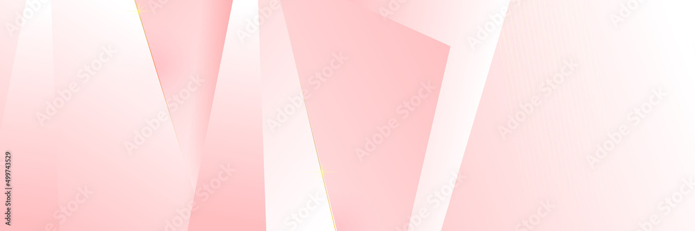 Modern light pink and gold abstract background. Abstract geometric shape pink gold background with light and shadow 3D layered for presentation design.