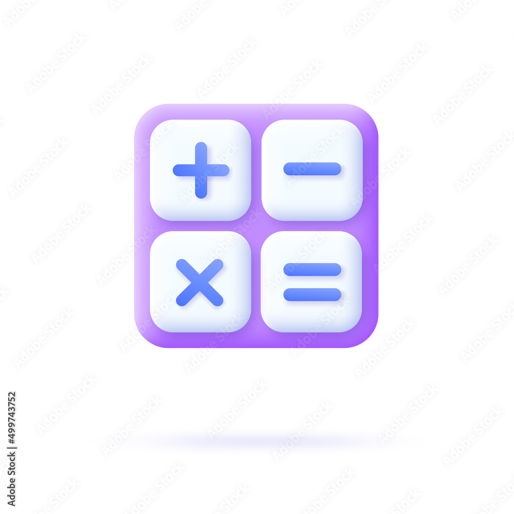 Plus, minus, multiply, equals 3d vector icons on white background. Plus, minus, multiply, equals 3d vector icons on white background.