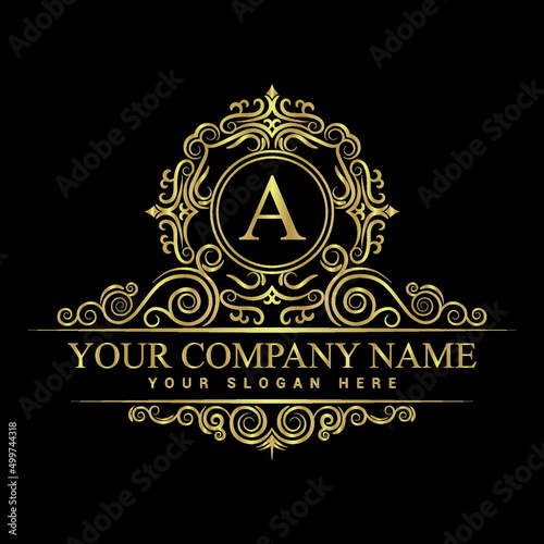 Vintage and luxury logo template Premium Vector,Royalty