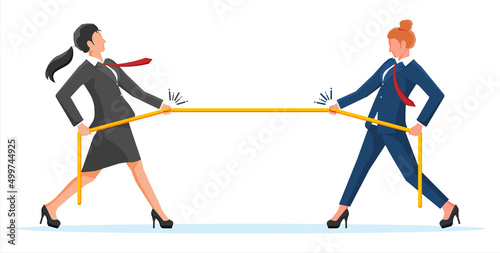 Two Businesswomen Pull of Rope.