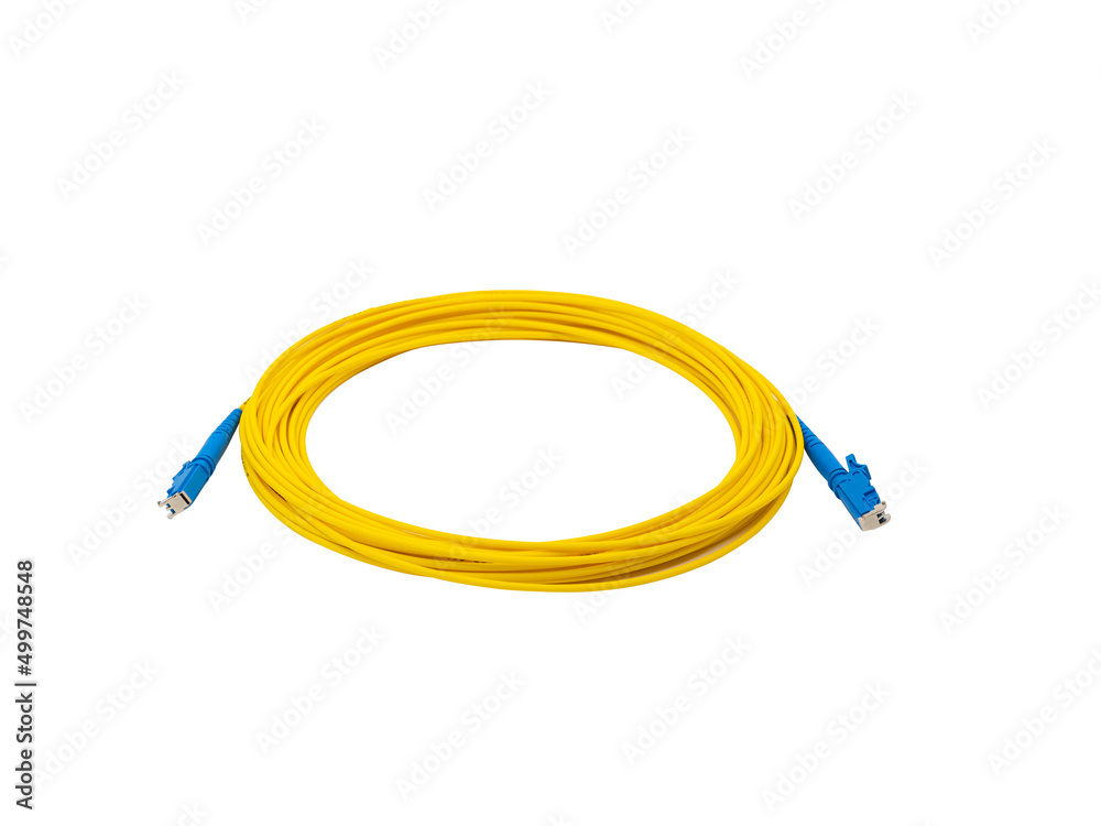 Fiber Optic Patch Cord on isolated white background Fiber Optic Patch Cord on isolated white background