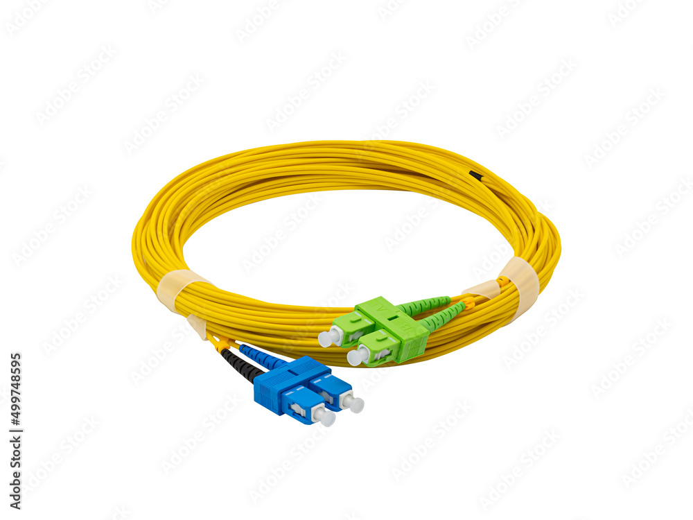Fiber Optic Patch Cord on isolated white background Fiber Optic Patch Cord on isolated white background