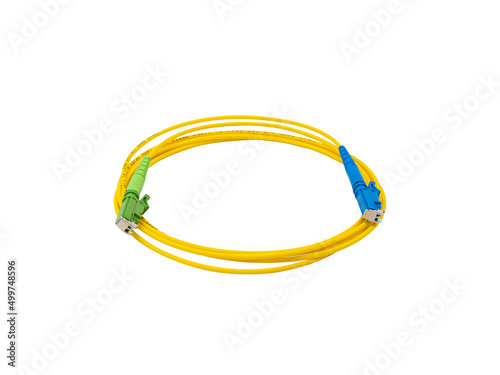 Fiber Optic Patch Cord on isolated white background © bahadirbermekphoto