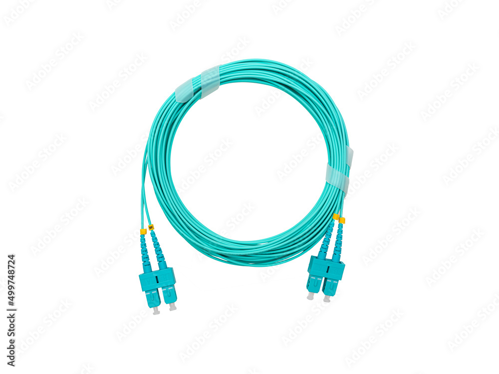 Fiber Optic Patch Cord on isolated white background Fiber Optic Patch Cord on isolated white background