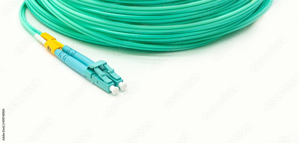 Fiber Optic Patch Cord on isolated white background Fiber Optic Patch Cord on isolated white background