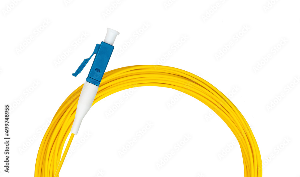 Fiber Optic Patch Cord on isolated white background Fiber Optic Patch Cord on isolated white background