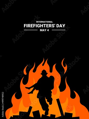 firefighter silhouette vector illustration, as a banner, poster or template for international firefighters day.