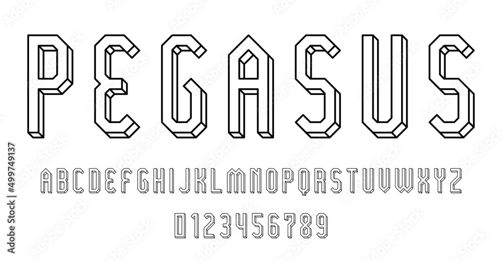 Set of alphabets font letters and numbers modern abstract design with 3D concept vector illustration Set of alphabets font letters and numbers modern abstract design with 3D concept vector illustration