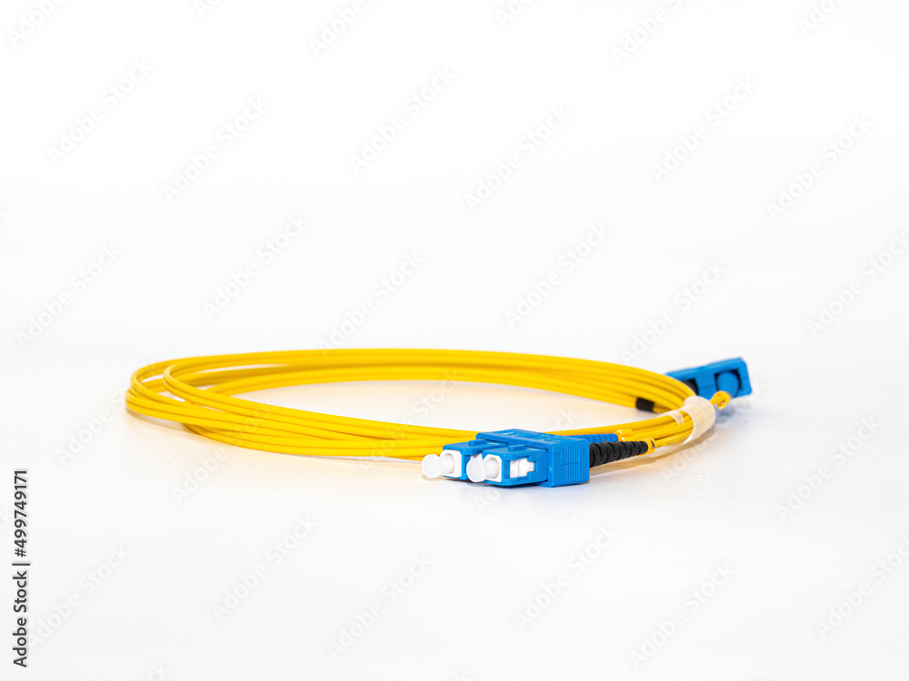 Fiber Optic Patch Cord on isolated white background Fiber Optic Patch Cord on isolated white background