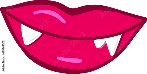 Female mouth evil expressions in comic style. Dracula or vampire mouth with sharp teeth.