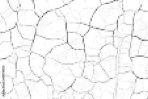 Black Halftone Texture On White Background. Modern Dotted Futuristic Backdrop. Fade Noise Overlay. Digitally Generated Image. Pop Art Style. Vector Illustration, Eps 10.