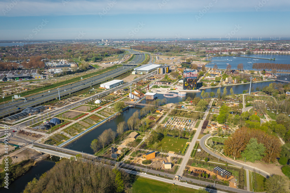 Floriade Expo 2022 in Almere, Flevoland, The Netherlands. Aerial View.
