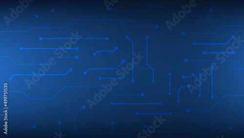 Hi-tech digital circuit board. AI pad and electrical lines connected on blue lighting background. futuristic technology design element concept