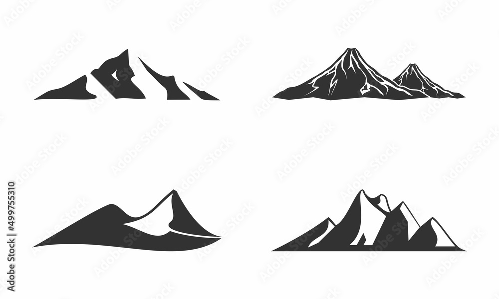 Volcano and mountain set illustration vector design Volcano and mountain set illustration vector design