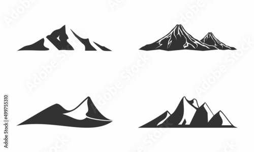 Volcano and mountain set illustration vector design