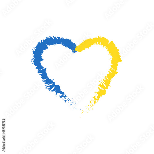 Drawn heart Ukrainian flag on a white background vector illustration