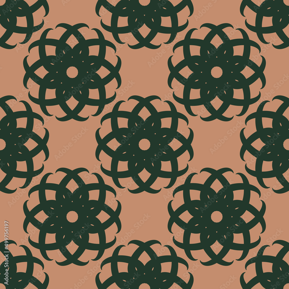 Seamless pattern from twigs and flowers on the red background.