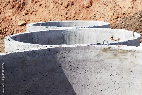 Reinforced concrete rings for the installation of underground wells at the construction site. Reinforced concrete products for the device of underground communications. Sewerage and plumbing.