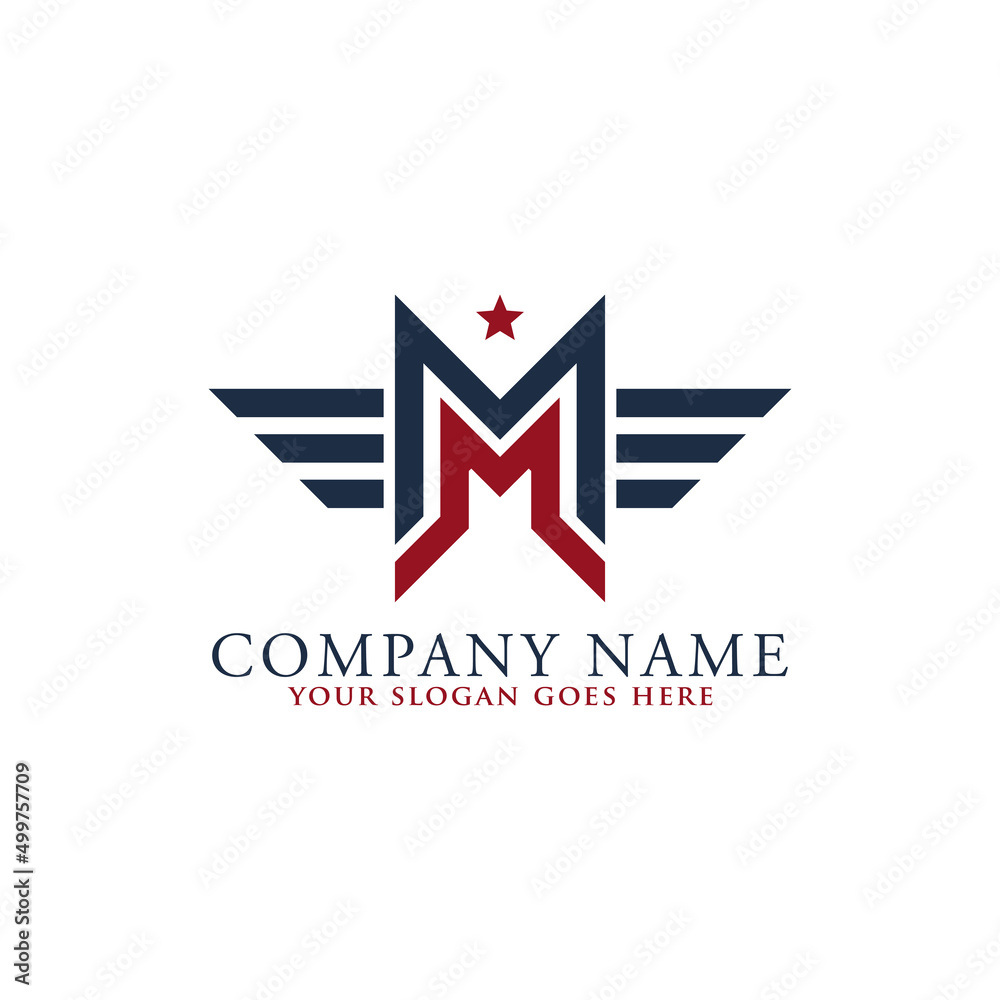 letter Mm logo monogram style with american shape vector image inspirations