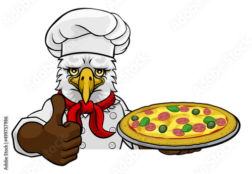 Eagle Pizza Chef Cartoon Re...