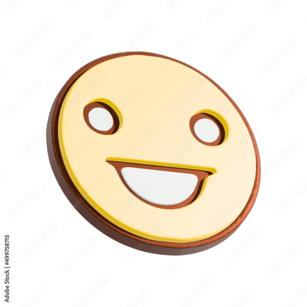 Fototapeta premium Happy smiley face 3d illustration. Cartoon character isolated on white background.